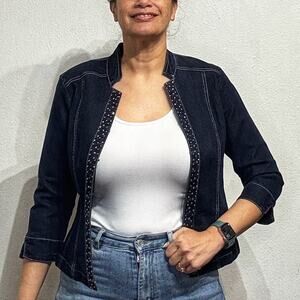 Lark Lane Denim Studded Jacket Sz 8P